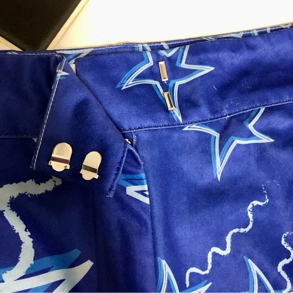 House Of Sunny Infinity Party Satin Pants Klein Blue Women's Size US 10 stars - Picture 11 of 16